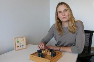 Elizabeth Swensen, playing chess